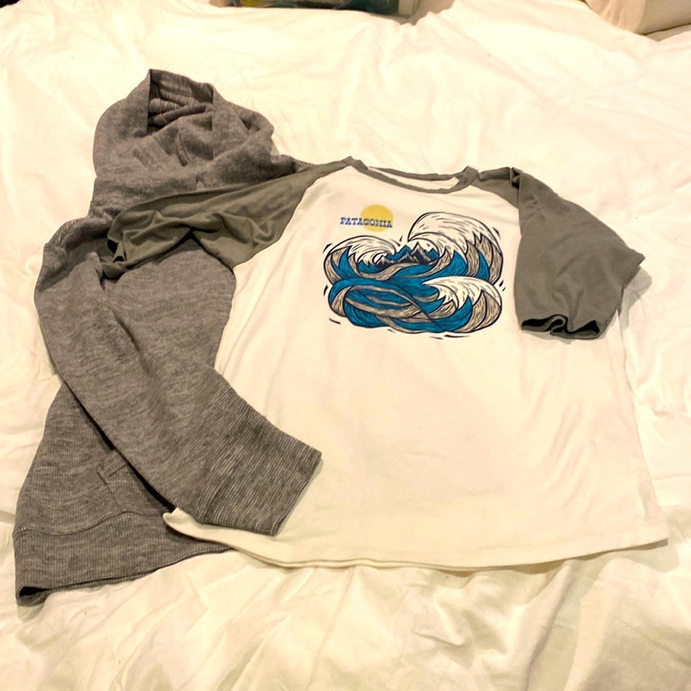 Patagonia Wicking 3/4 Tee with Gap Waffle Hoodie